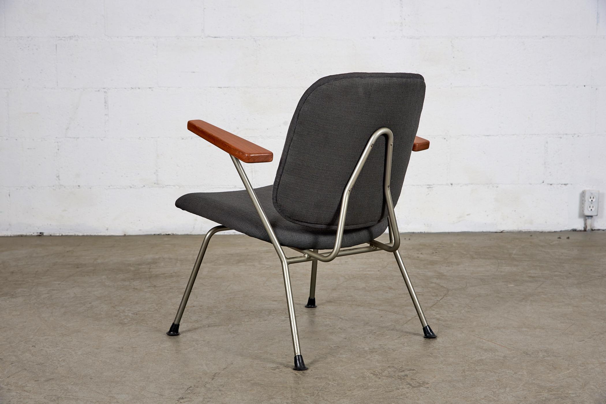 Dutch Kembo Lounge Chair Newly Upholstered in Dark Grey