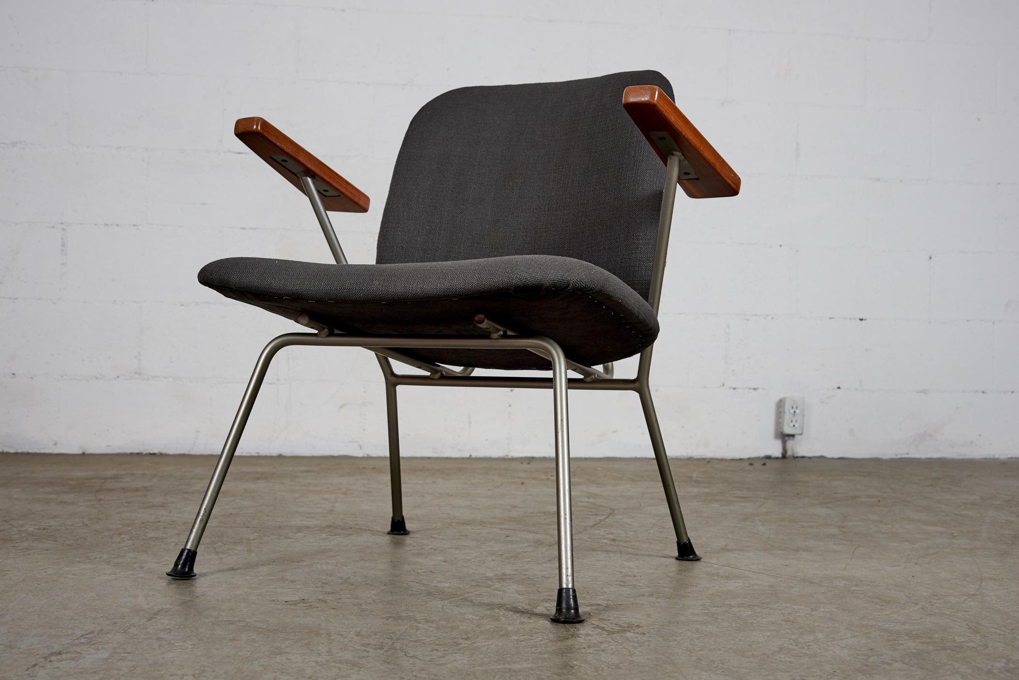 Mid-20th Century Kembo Lounge Chair Newly Upholstered in Dark Grey