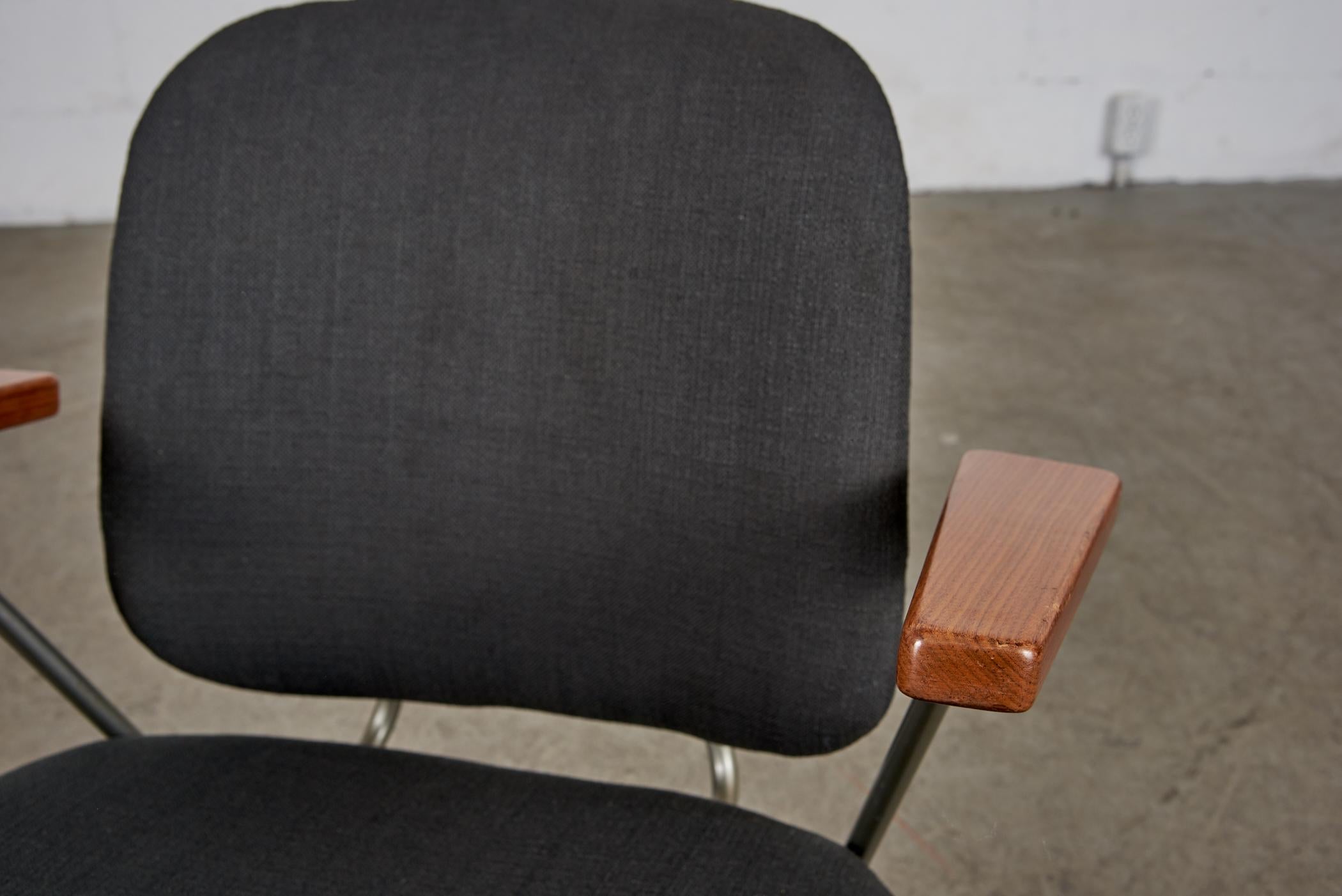 Metal Kembo Lounge Chair Newly Upholstered in Dark Grey