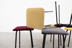 Kembo Industriehocker aus der Jahrhundertmitte mit neuer Samtpolsterung