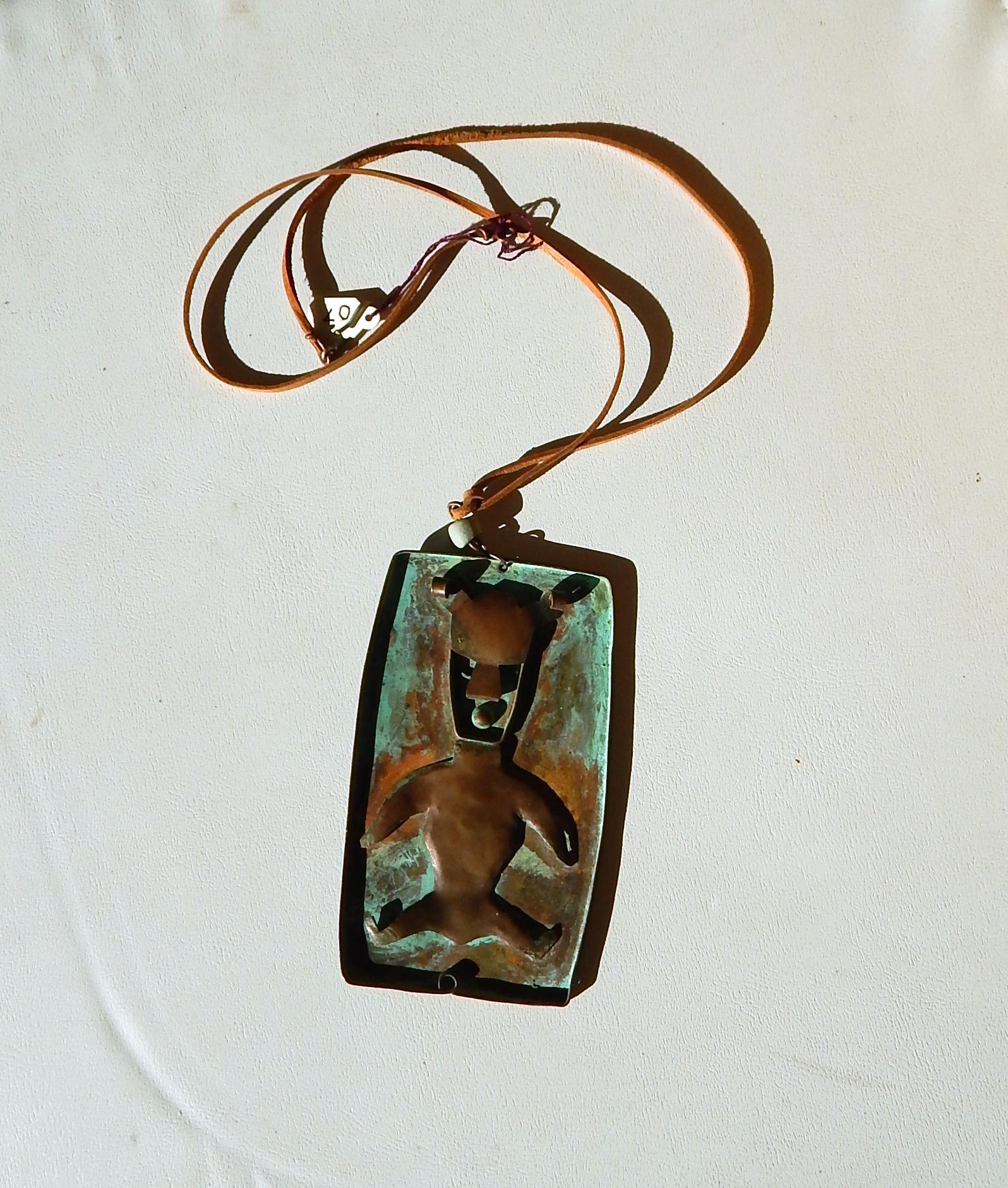 Ken Beldin Large Figural Pendant, Midcentury Mexican Copper 2