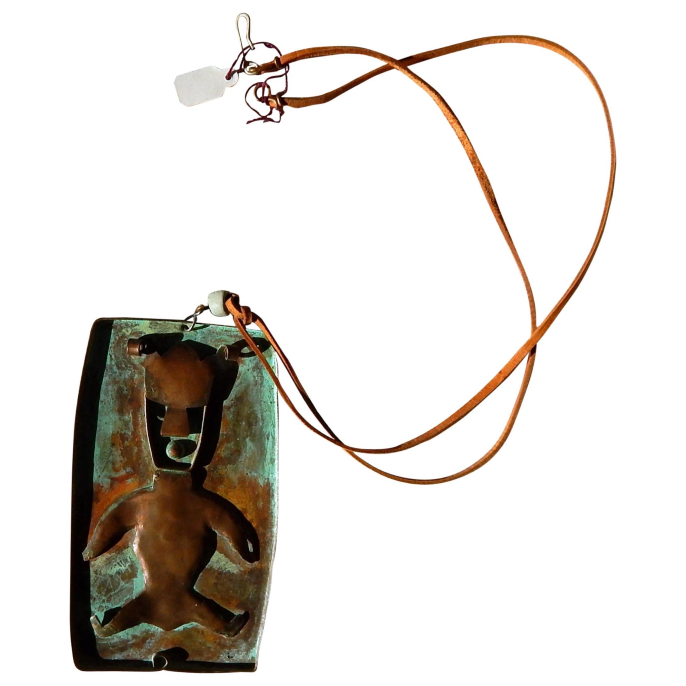 Ken Beldin Large Figural Pendant, Midcentury Mexican Copper