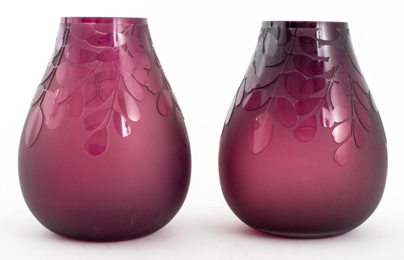 Organic Modern Ken Benson Art Studio Amethyst Glass Vases, Pair For Sale