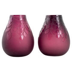 Ken Benson Art Studio Amethyst Glass Vases, Pair