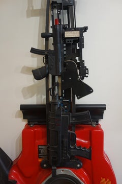 "Red Lawnmower Guns" Hybrid Instrument Assemblage Wall Sculpture
