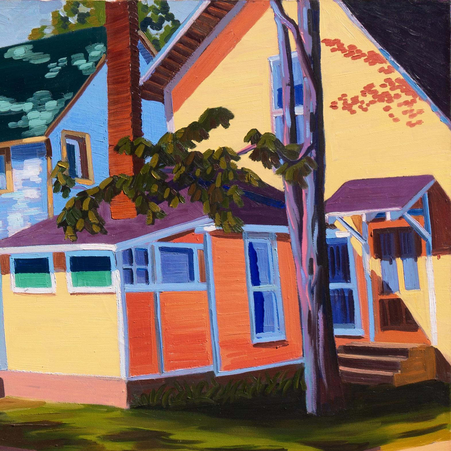 Tarde soleada, casitas de verano', Louvre, École des Beaux-Arts, Estado de Michigan - Landscape Painting Negro de Ken Christensen