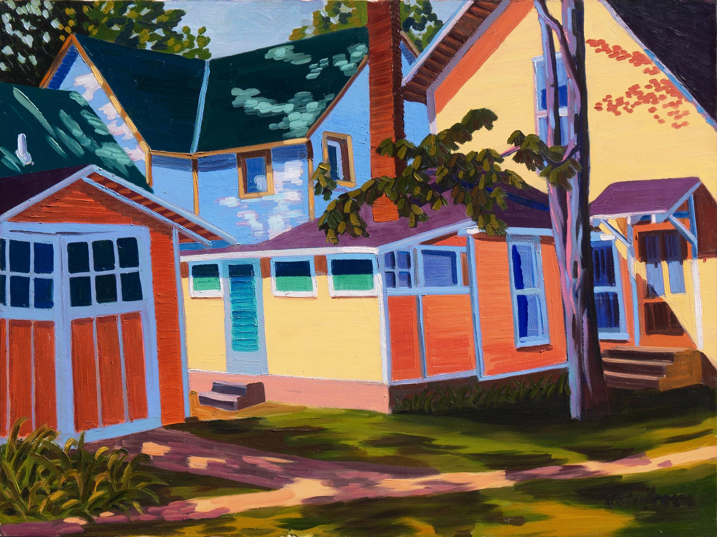 Ken Christensen Landscape Painting - 'Sunny Afternoon, Summer Cottages', Louvre, École des Beaux-Arts, Michigan State