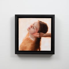 "A Sense of Listening" - Realist Female Portrait, Oil Painting on Cradled Panel