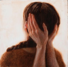 "Falling Into Moments" - Realist Female Portrait, Oil Painting on Cradled Panel