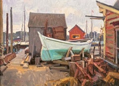 Plein Air Painter Ken Dewaard Harbor Loop Gloucester, Mass Scene