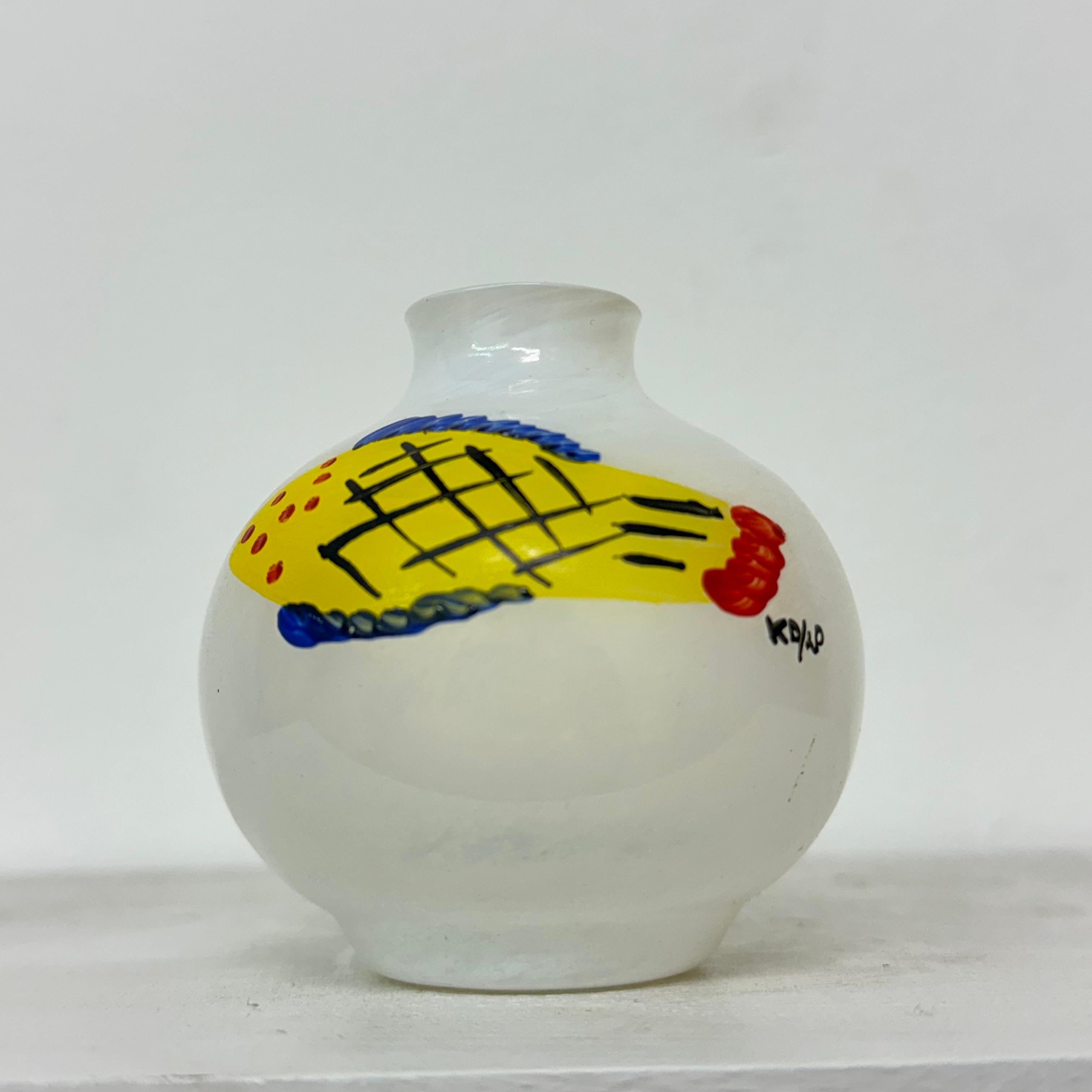 Ken Done   for Kosta Boda Miniature vase hand painted 3