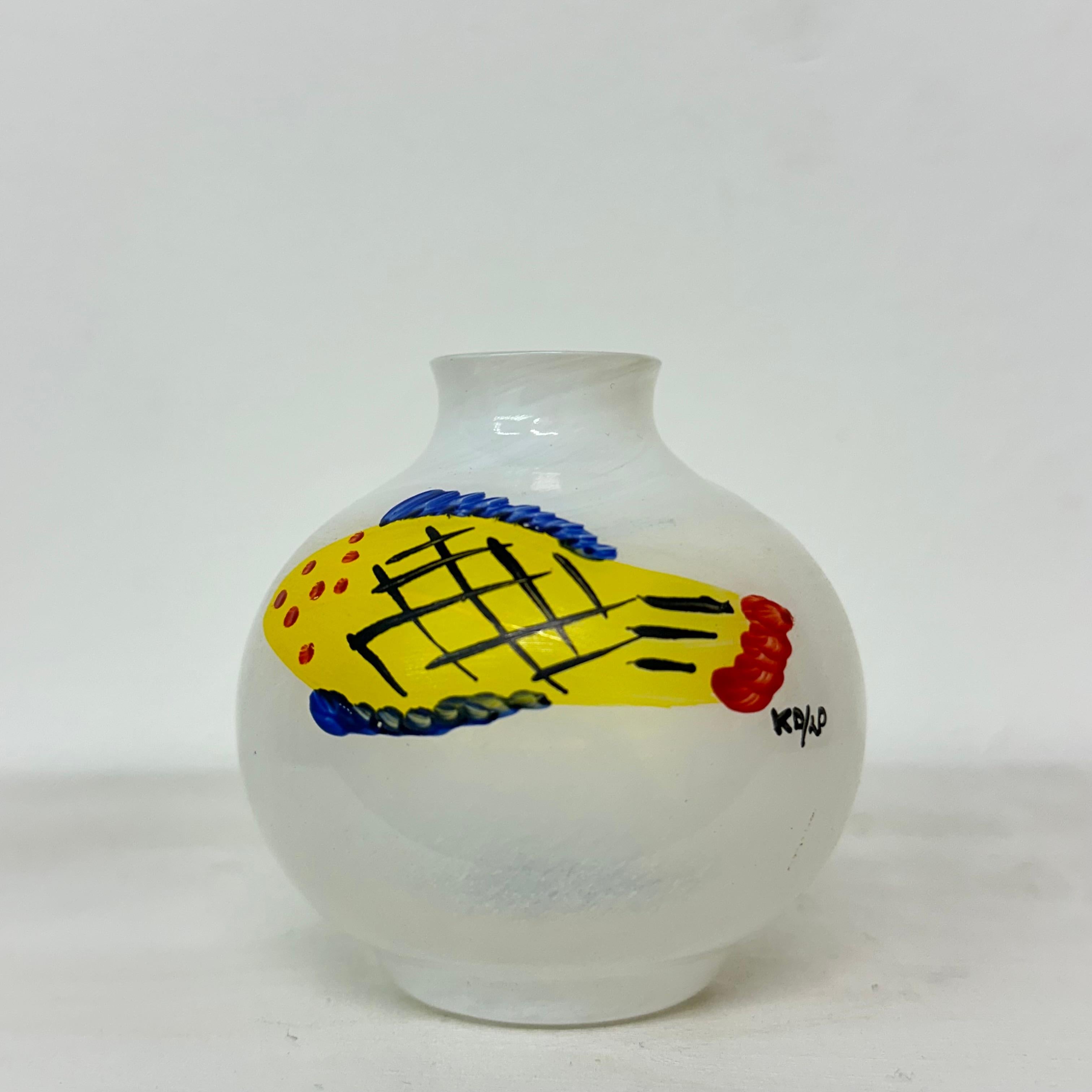 Ken Done   for Kosta Boda Miniature vase hand painted 4