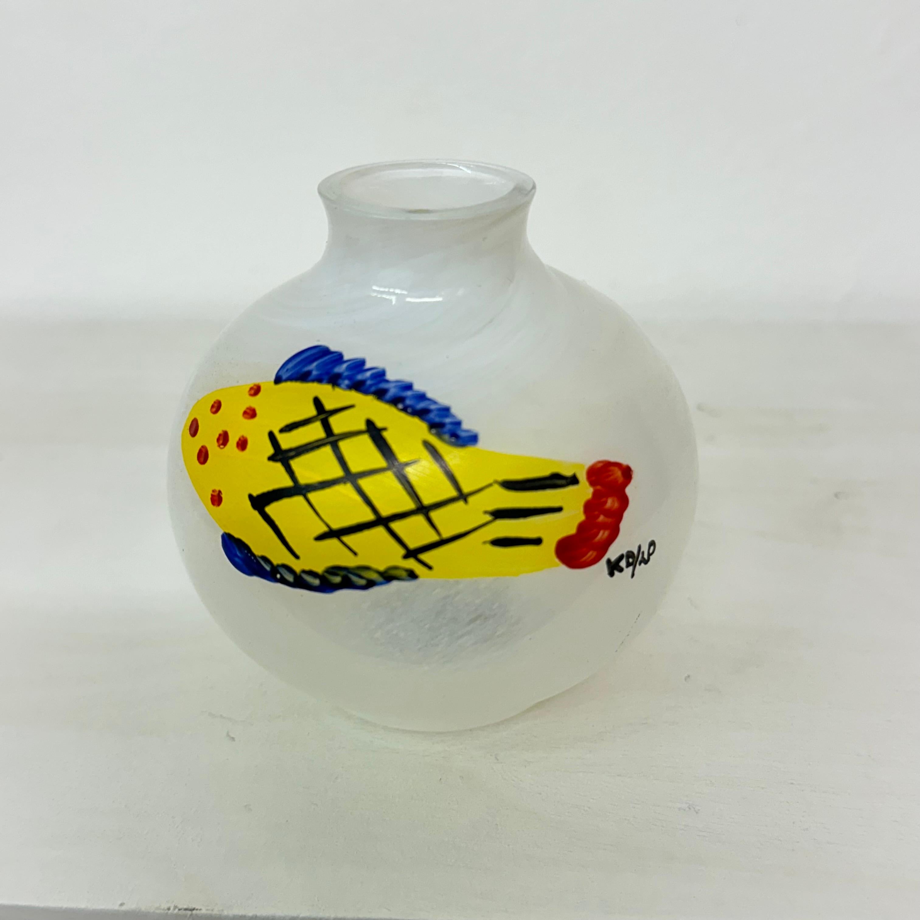 Ken Done   for Kosta Boda Miniature vase hand painted 5