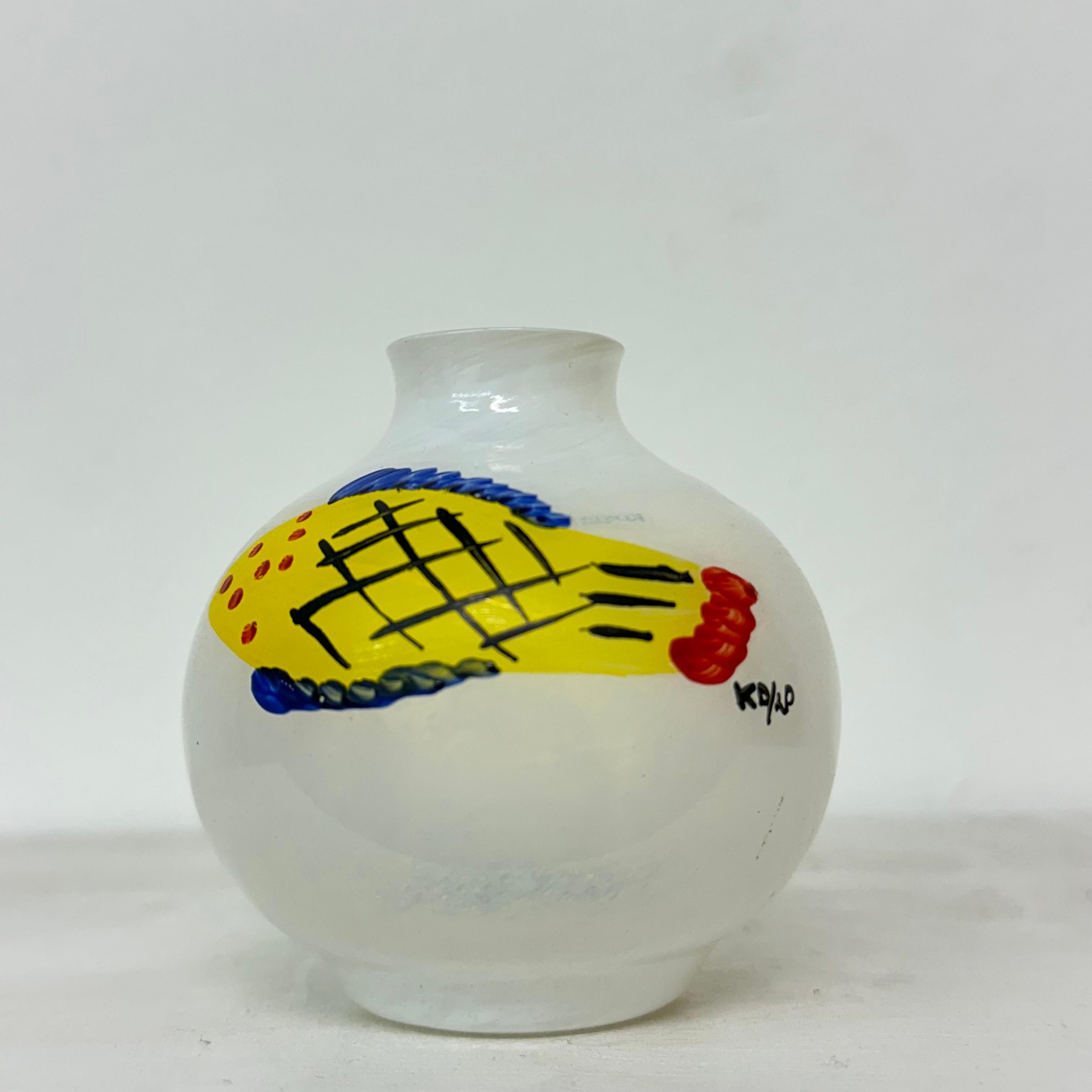 Swedish Ken Done   for Kosta Boda Miniature vase hand painted