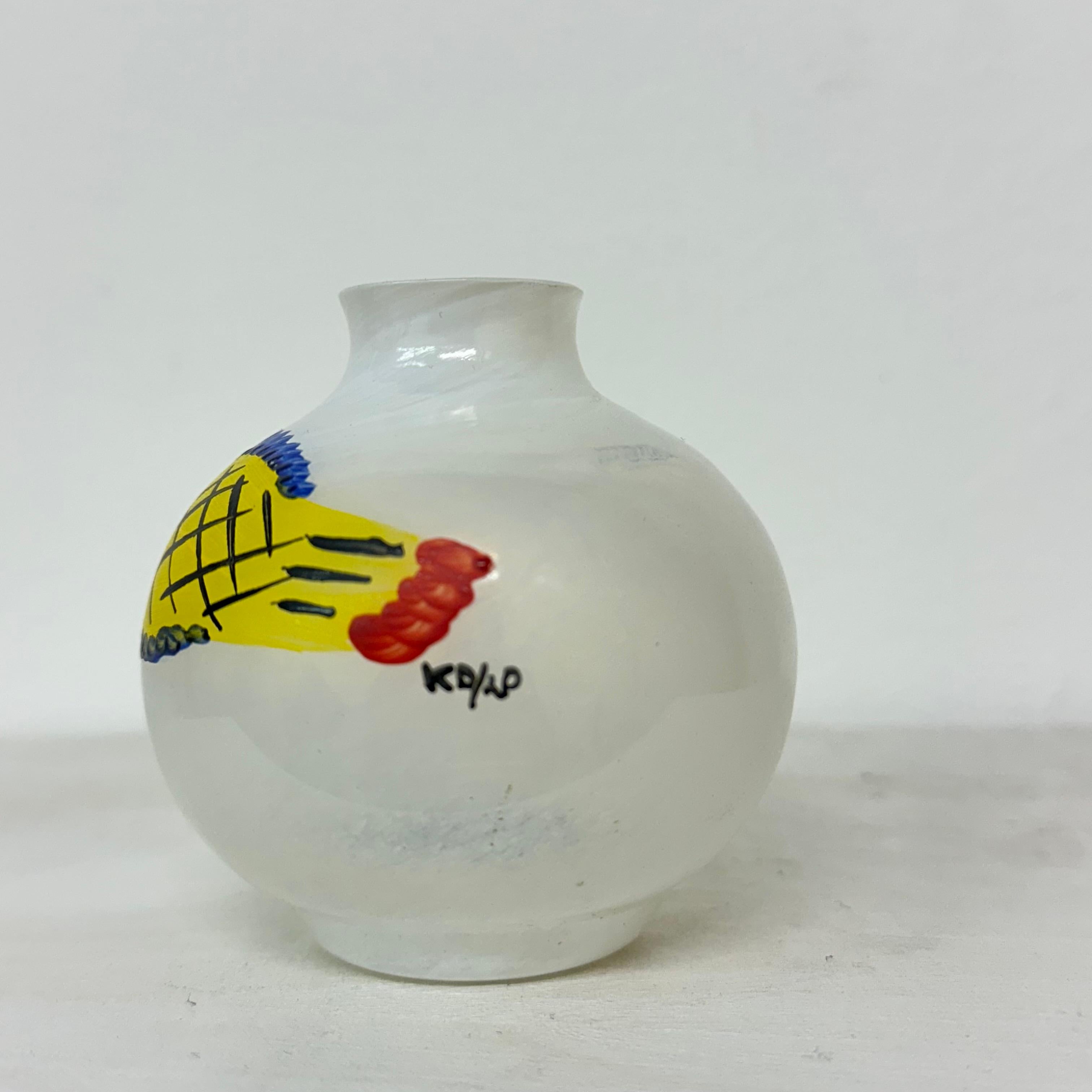 Late 20th Century Ken Done   for Kosta Boda Miniature vase hand painted