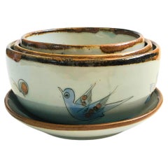 Vintage Ken Edwards Pottery Nesting Bowls with Plate - Set of 4
