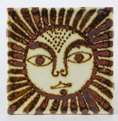 Ken Edwards 4er-Set Vintage Sun Face Coasters Tonala Mexiko-Kunstkeramik, Set 2