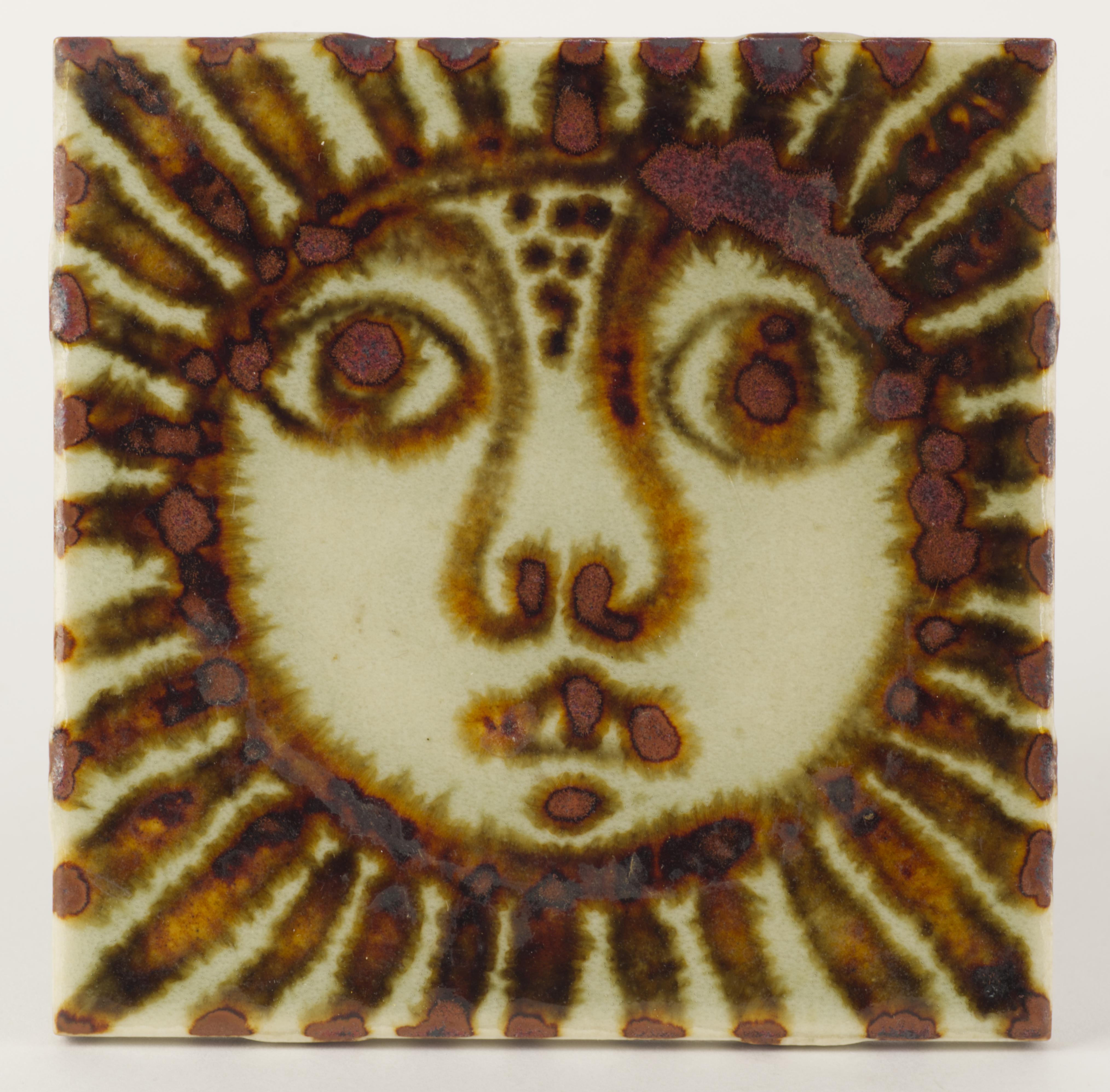Ken Edwards Juego de 4 posavasos Vintage Cara de Sol Tonala Mexico Art Pottery, Juego 2 Mexicano en venta