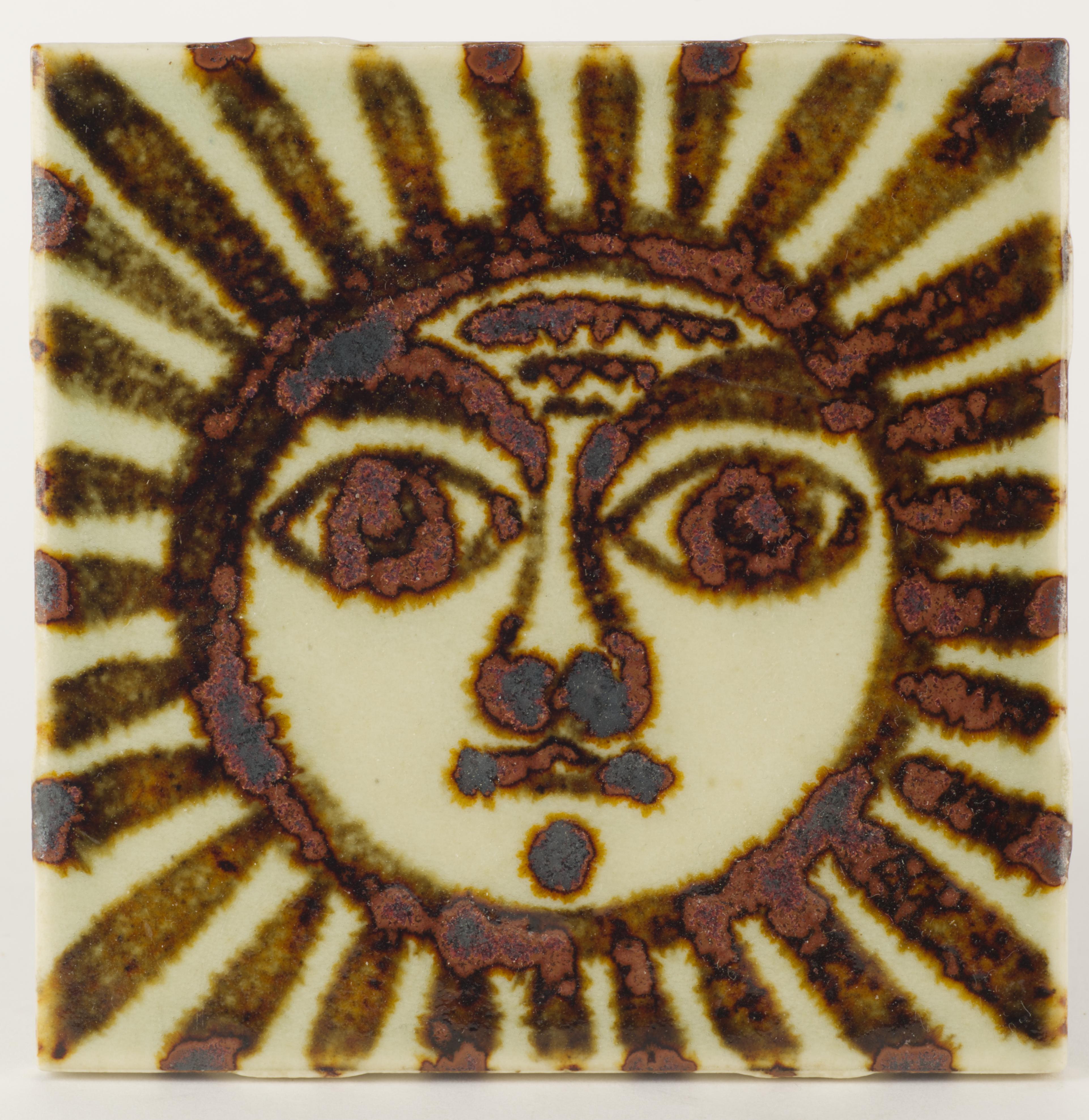 Ken Edwards Juego de 4 posavasos Vintage Cara de Sol Tonala Mexico Art Pottery, Juego 2 en Bueno estado para la venta en Clifton Springs, NY