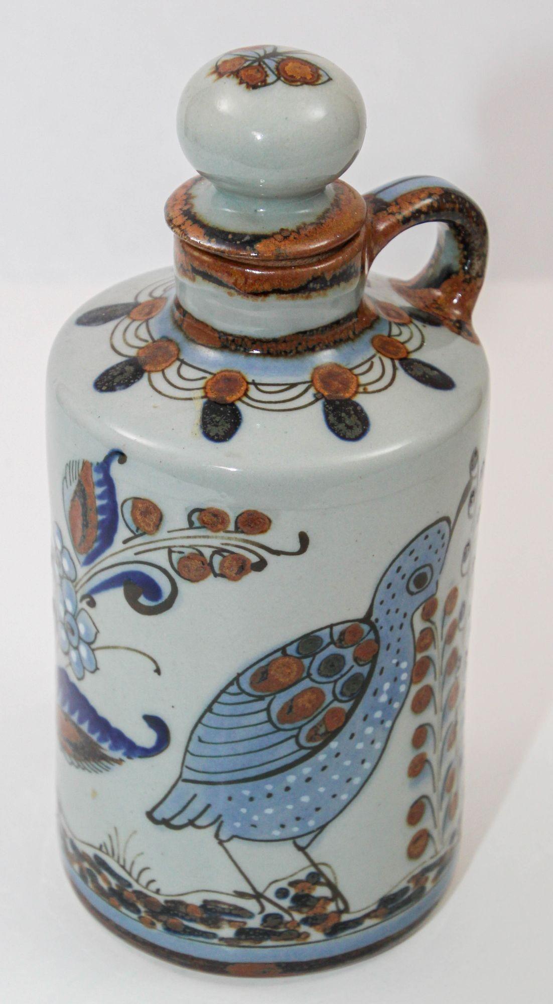 Bouteille de poterie d'art mexicaine Ken Edwards signée El Palomar Tonala, années 1960 en vente 8