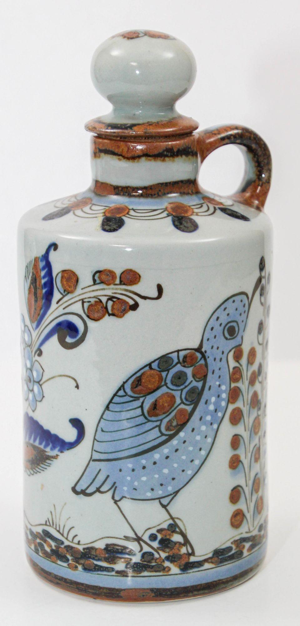 Bouteille de poterie d'art mexicaine Ken Edwards signée El Palomar Tonala, années 1960 en vente 9