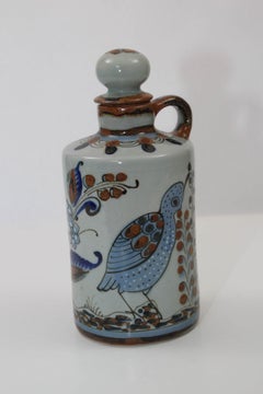 Ken Edwards Signed El Palomar Tonala Mexico Art Pottery Bottle with Cork 1960s