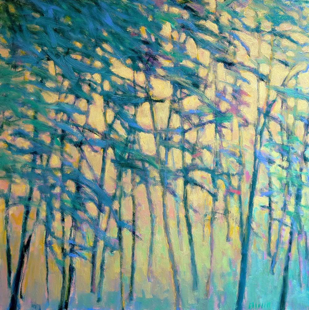 Ken Elliott Abstract Painting - "Air Through the Forest, " Abstract Landscape Painting 