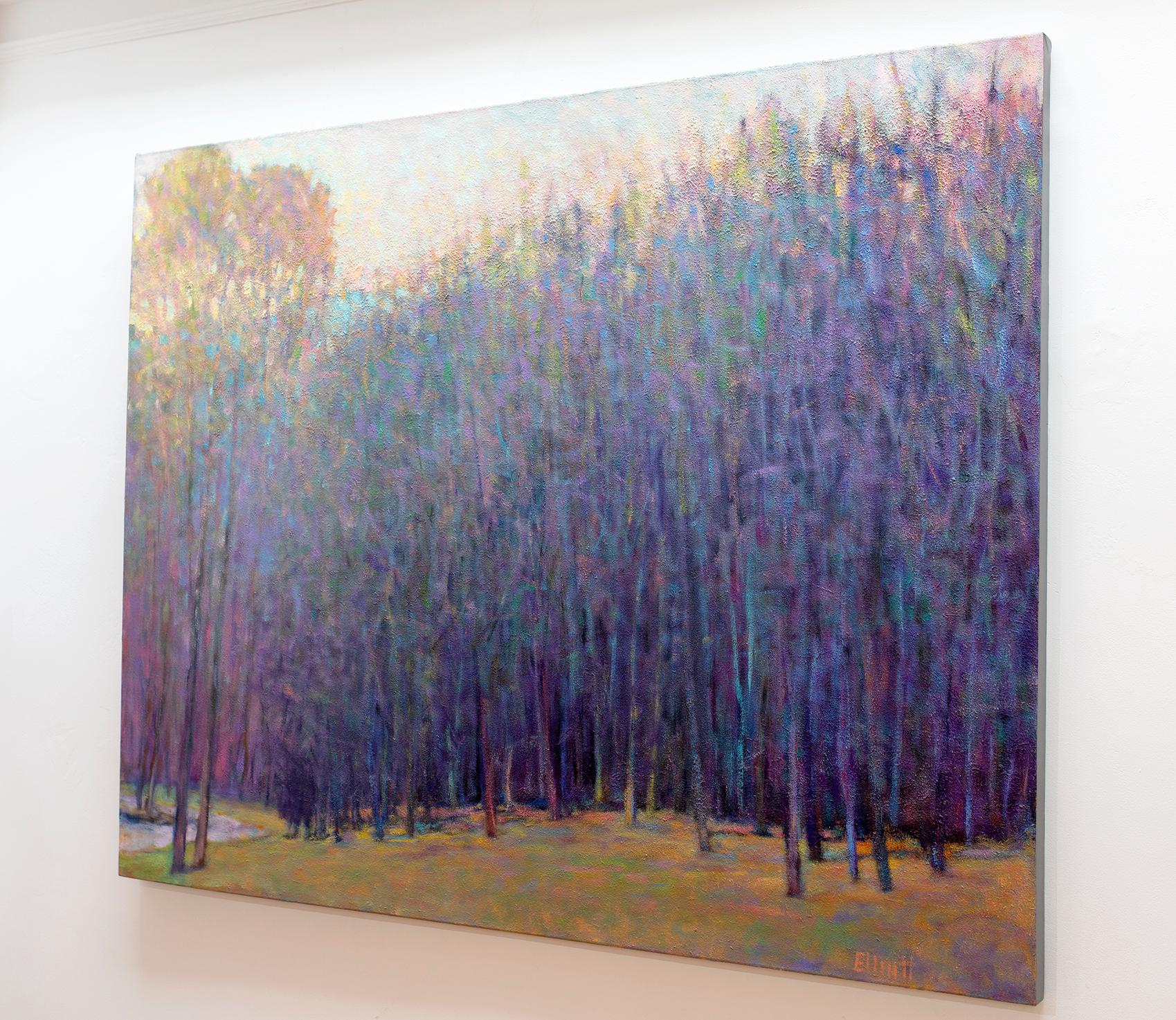 Landscape, vivid, color, American Impressionism, brush strokes, layer, rainbow, forest, trees, woods, navy, green, yellow, contemporary, transitional, interior design, interior decor, wolf kahn

ABOUT KEN ELLIOTT
My involvement in the art business
