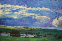 "Big Pond and Sky," Abstract Landscape Painting