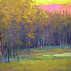 'Bright Conversation', Large Transitional Colorful Landscape Oil Painting