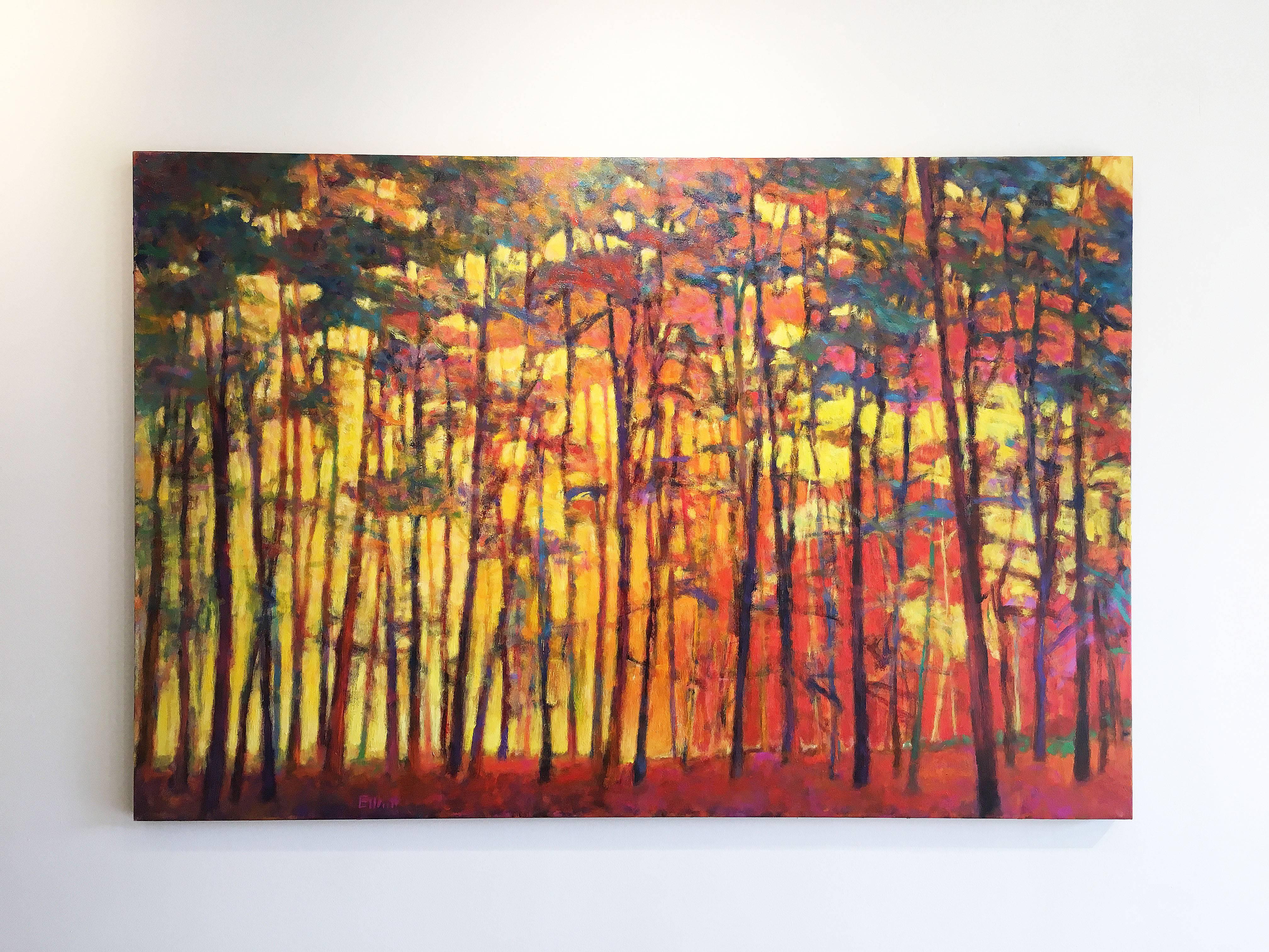Brightly Lit Woods - Painting by Ken Elliott