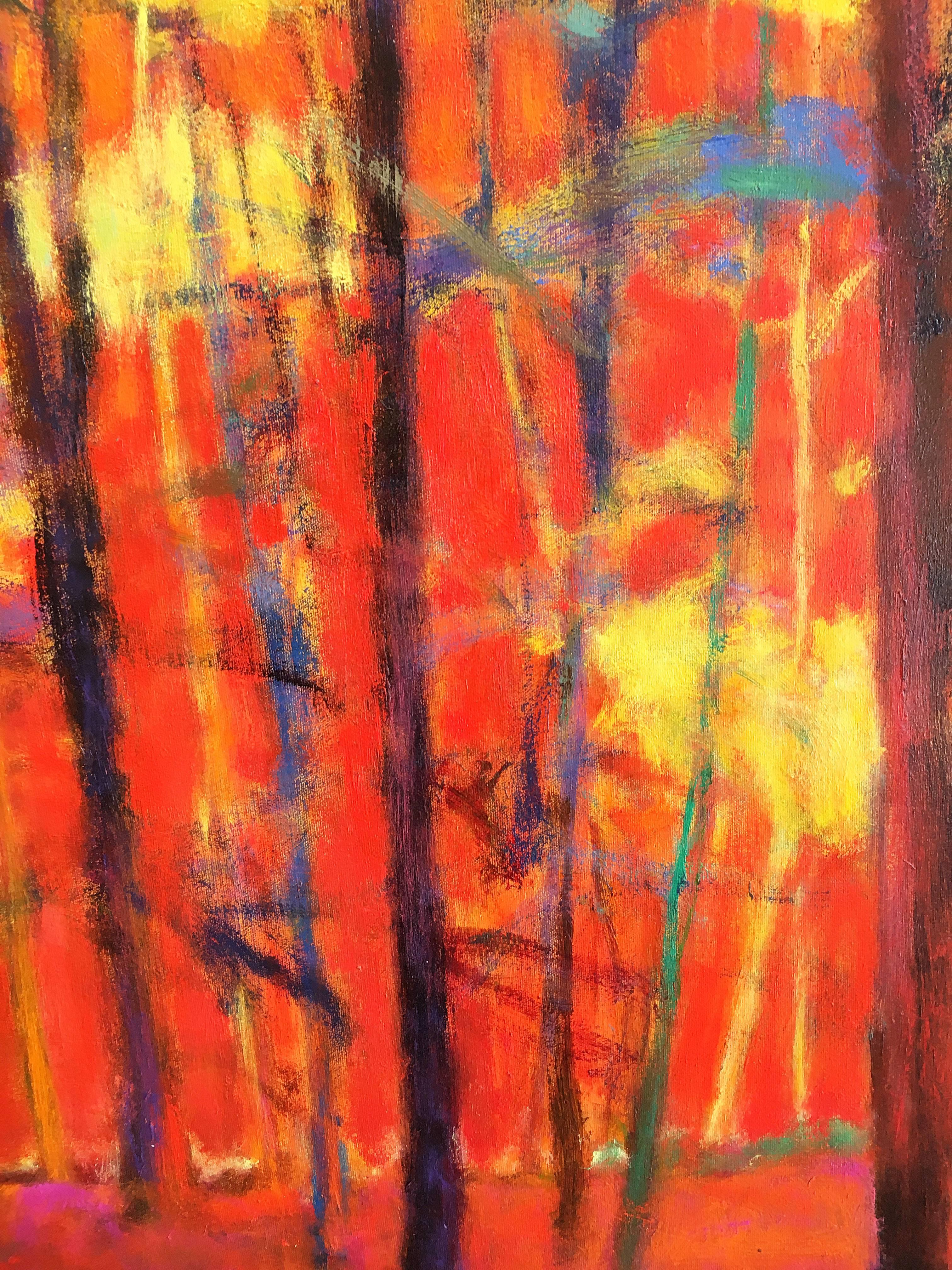 Brightly Lit Woods - Neo-Expressionist Painting by Ken Elliott