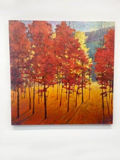 Expressionistisches Landschafts-Ölgemälde 'Red Stand'