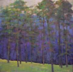 Peinture à l'huile de paysage expressionniste « Forêt bleue ultramarine »