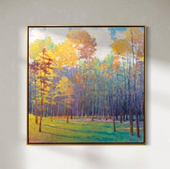 "Pittura astratta di paesaggio "La luce della foresta in ombra