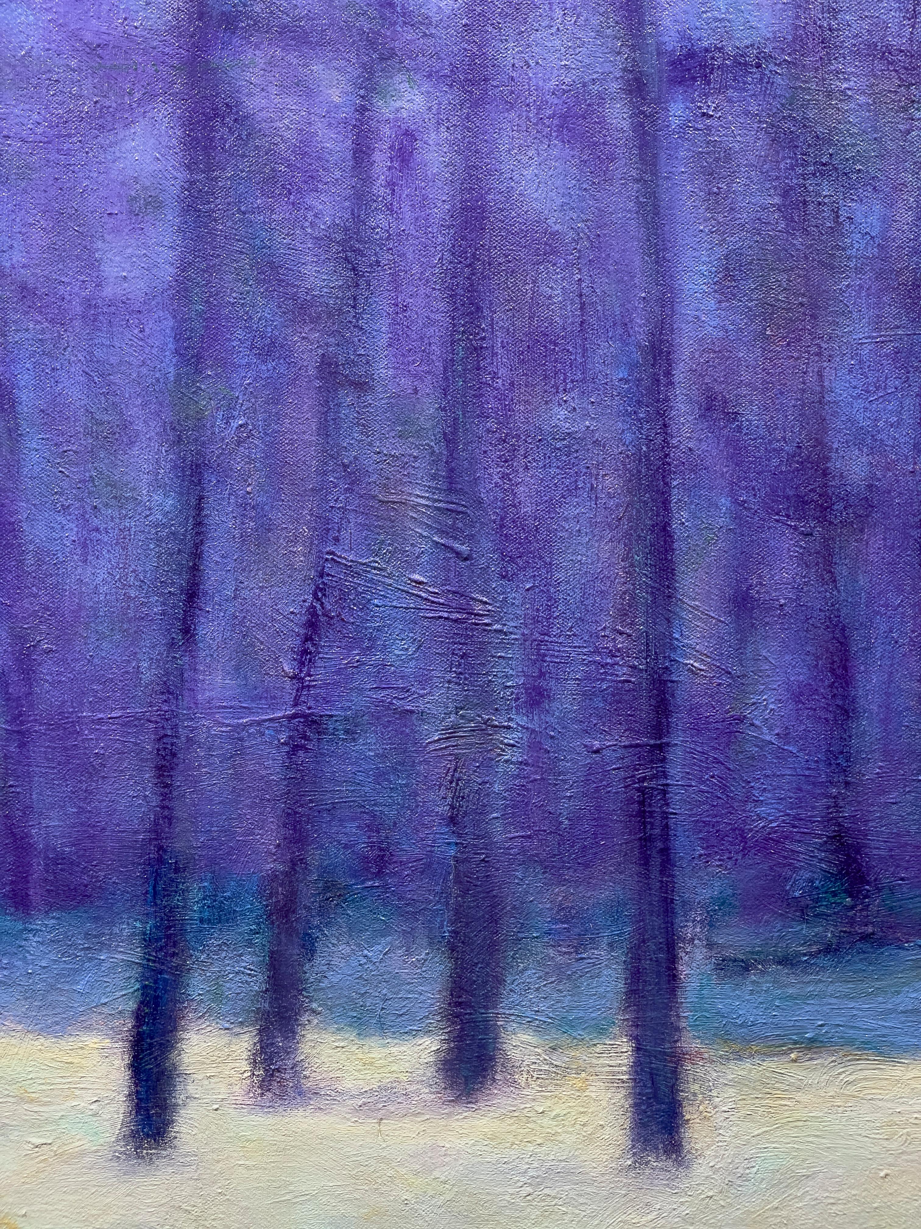 « La brume dans la forêt », peinture de paysage abstraite en vente 2