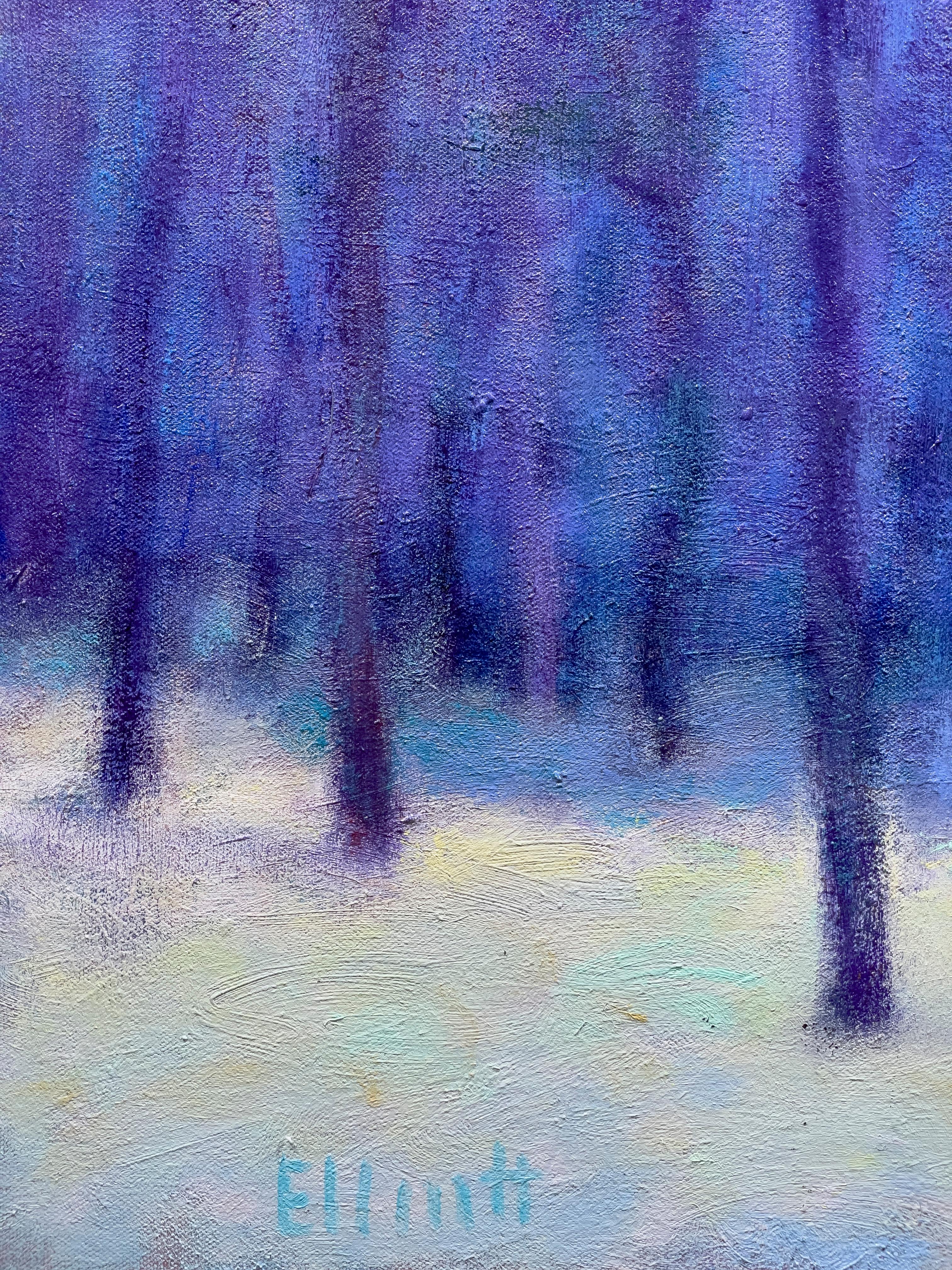 « La brume dans la forêt », peinture de paysage abstraite en vente 3