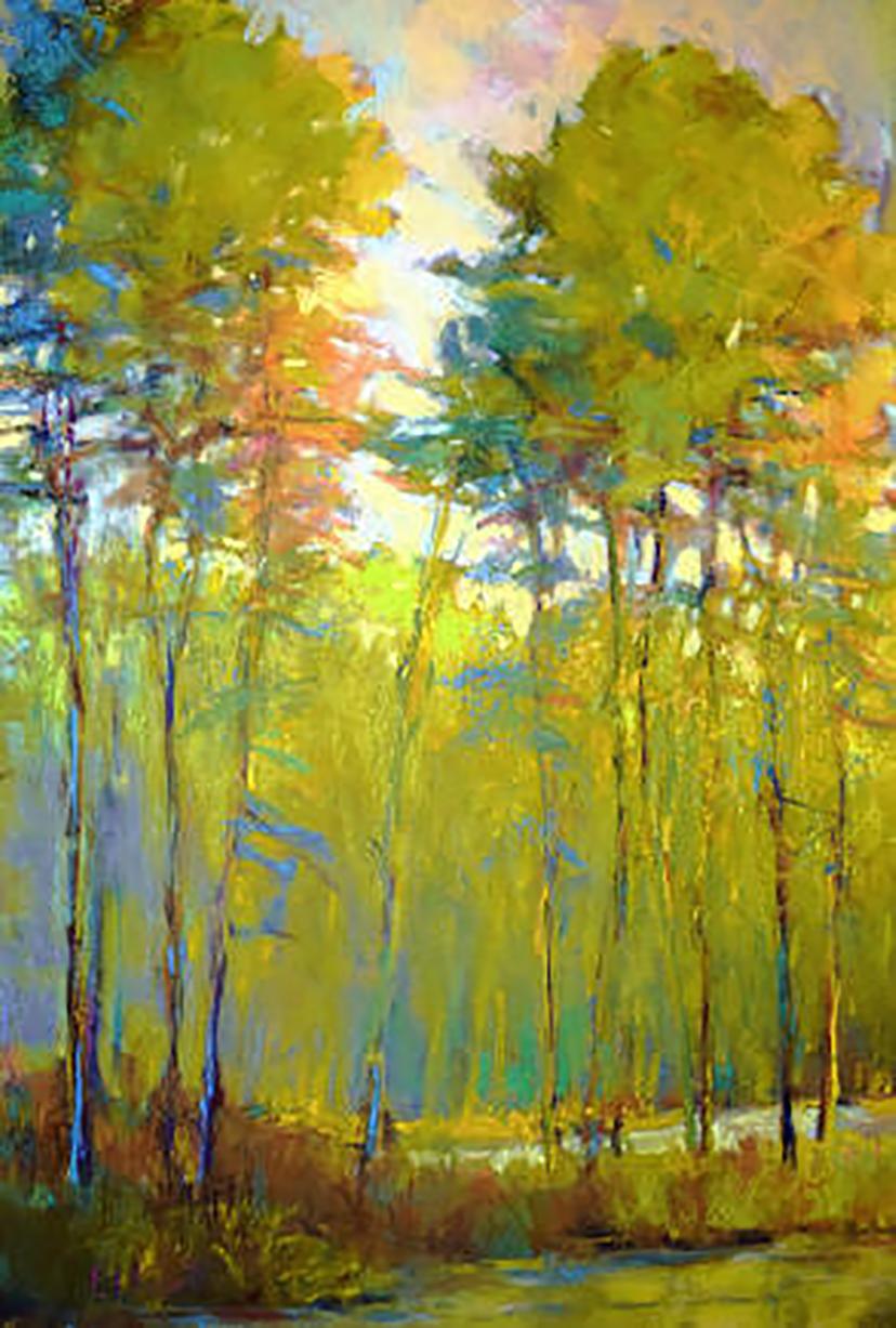 Ken Elliott Abstract Painting - Last Colors - Transitional Landscape Oil Painting, Wolf Kahn influence