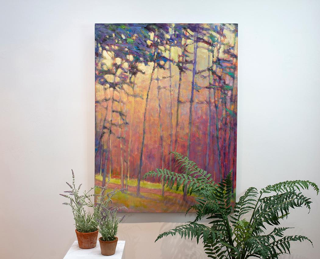 Landscape, vivid, color, American Impressionism, brush strokes, layer, rainbow, sky, forest, trees, pink, green, blue, orange, purple, height, vertical, purple, light, shadow, contemporary, transitional, fine art, wolf kahn

ABOUT KEN ELLIOTT
My