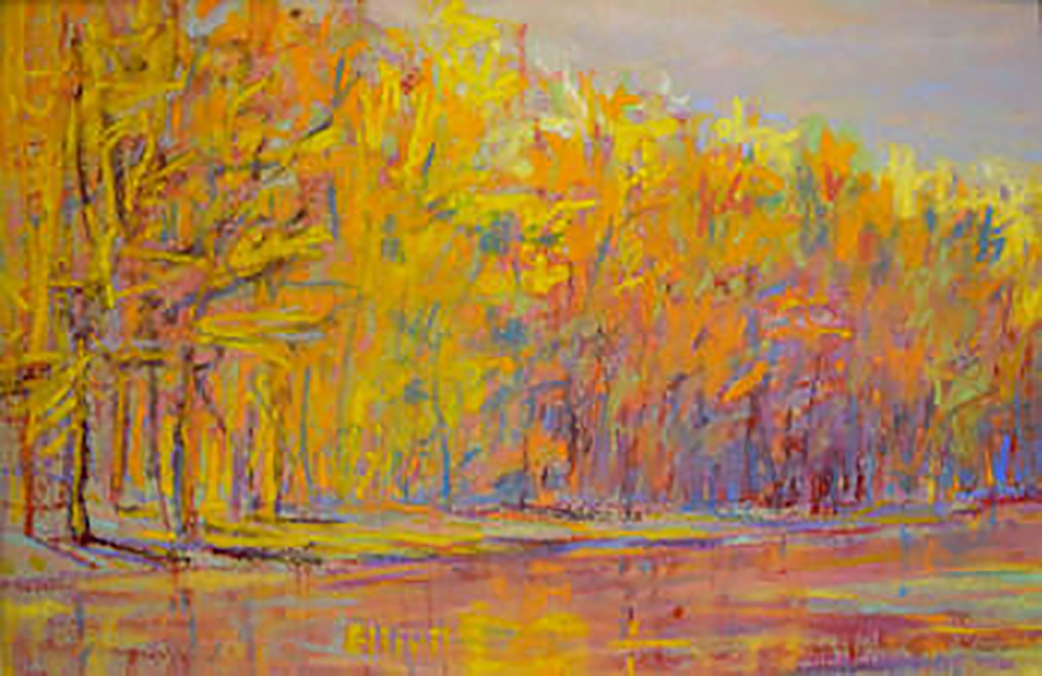 Ken Elliott Landscape Painting - Red and Gold Lake