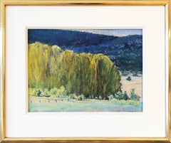 "Studio, Highland Green", dipinto a pastello di paesaggio con cornice