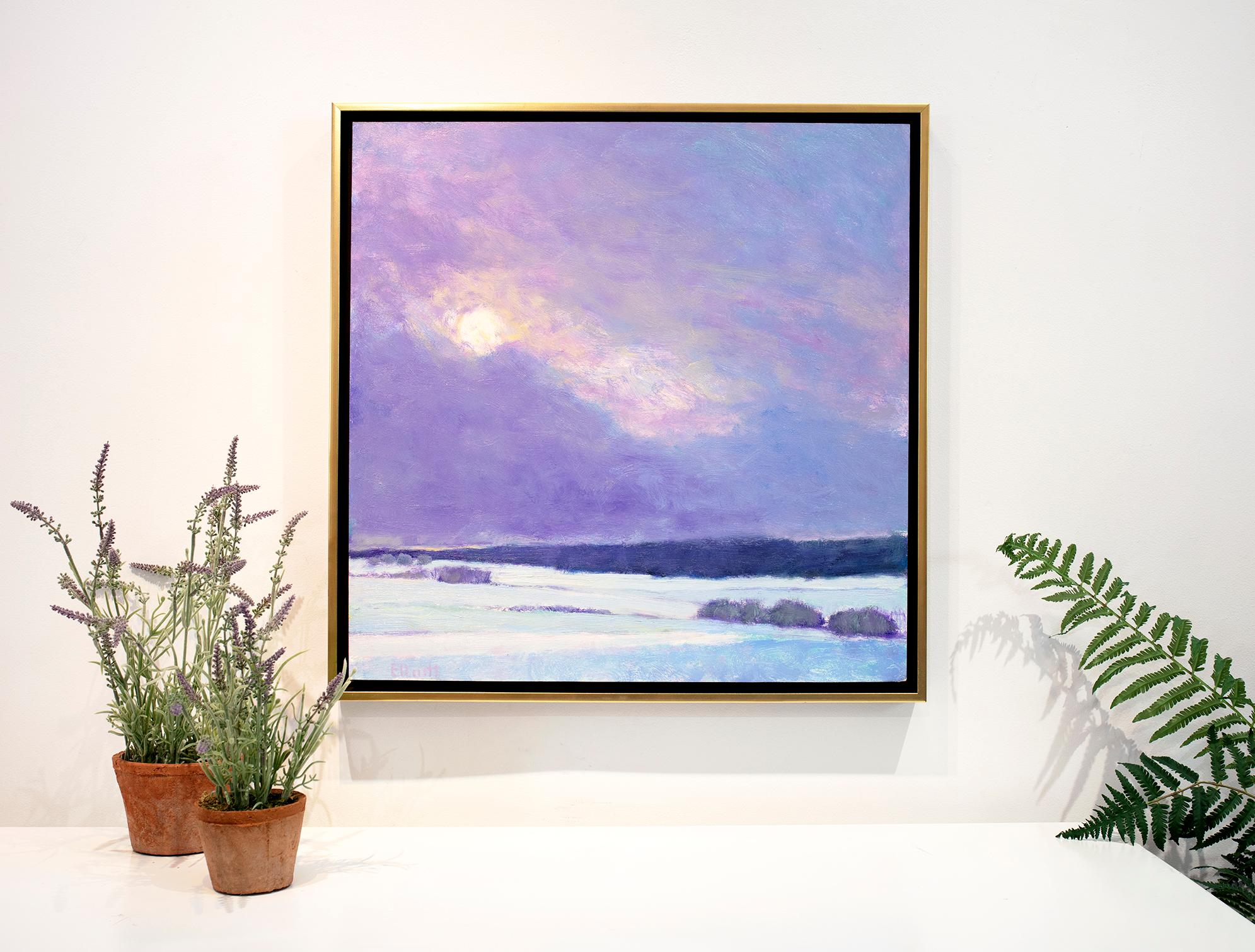 Sun on Snow II - Purple Landscape Painting by Ken Elliott
