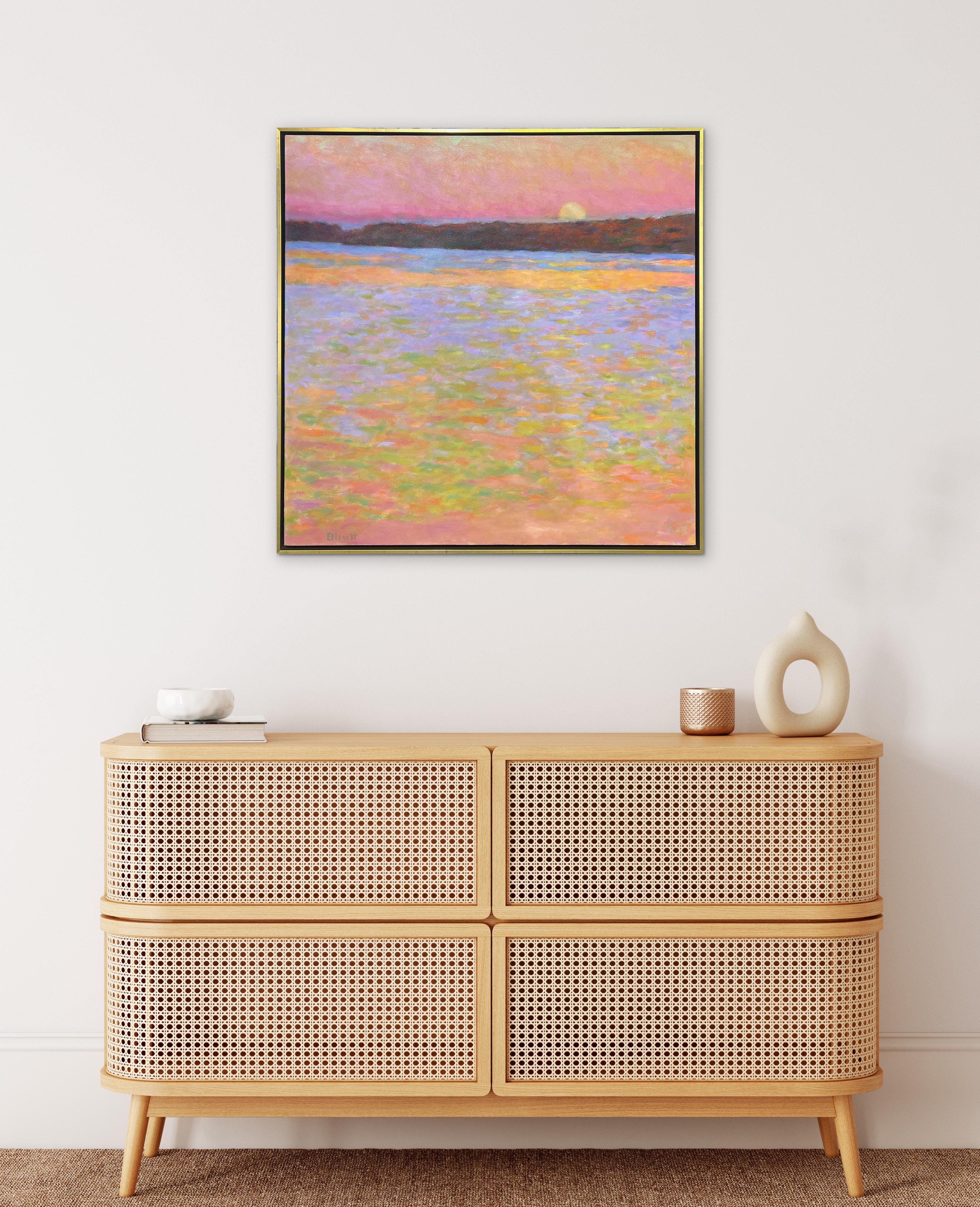 „Tangerine Evening II“, abstraktes Landschaftsgemälde, Ölgemälde – Painting von Ken Elliott