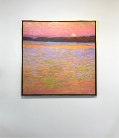 „Tangerine Evening II“, abstraktes Landschaftsgemälde, Ölgemälde