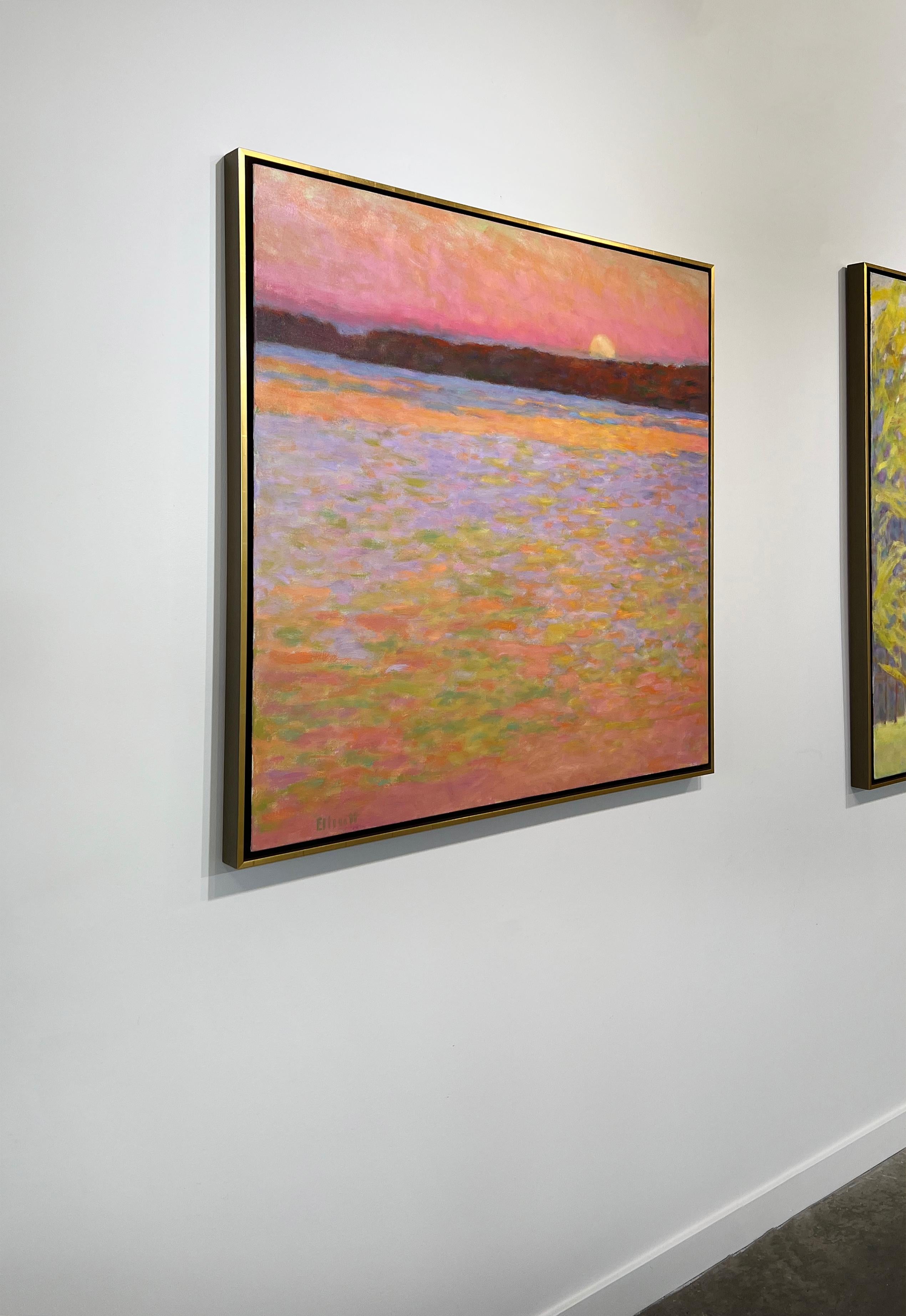 „Tangerine Evening II“, abstraktes Landschaftsgemälde, Ölgemälde (Beige), Abstract Painting, von Ken Elliott