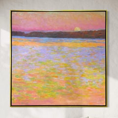 „Tangerine Evening II“, abstraktes Landschaftsgemälde, Ölgemälde