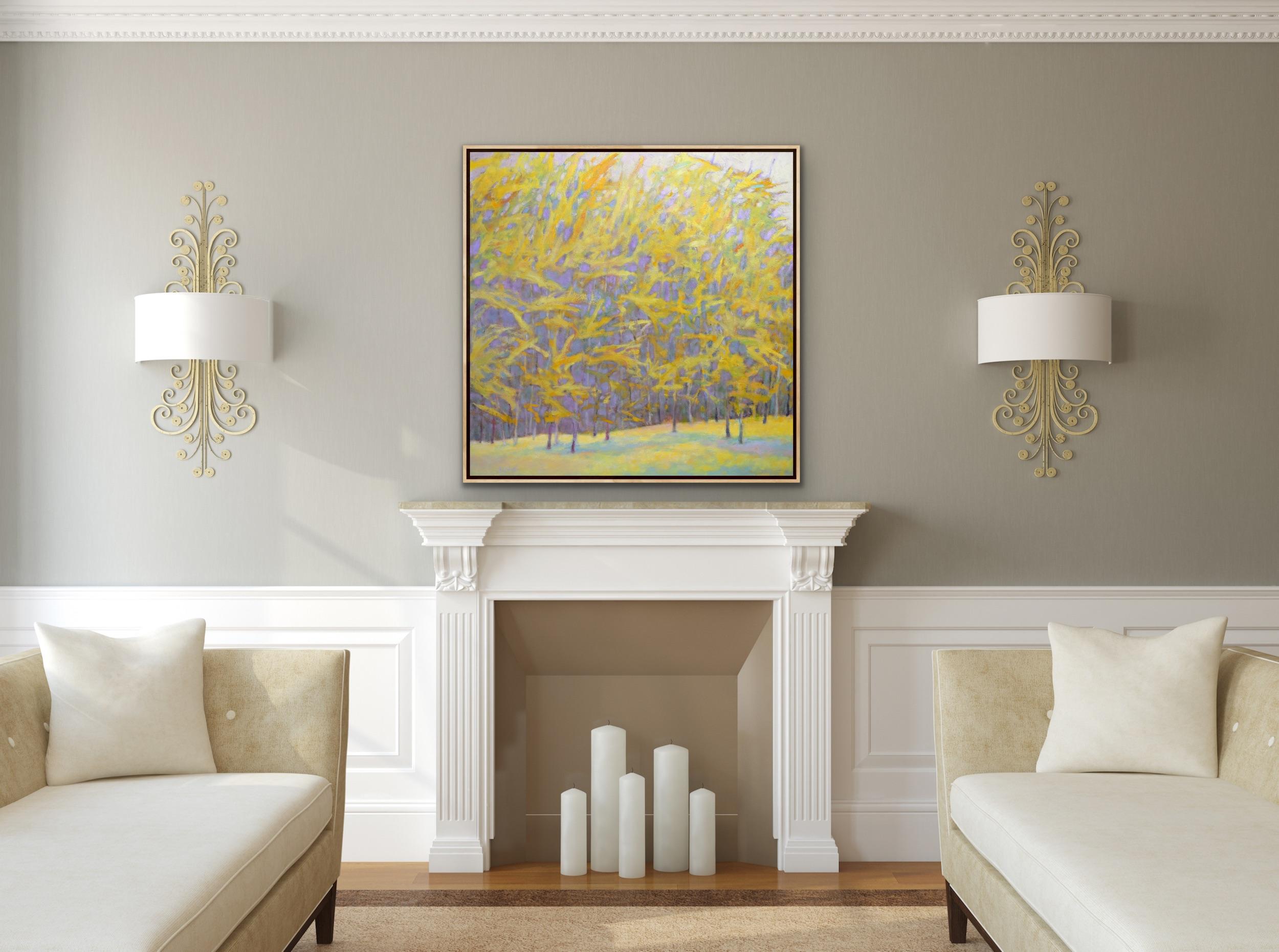 Questo grande paesaggio astratto dipinto a olio da Ken Elliott misura 48