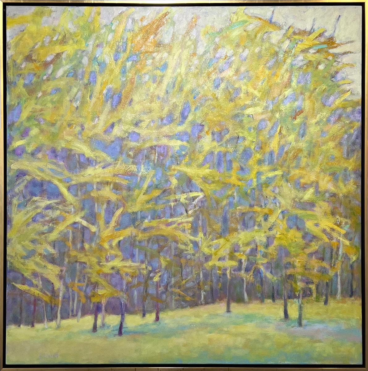 « Yellow Winds II, », peinture à l'huile de paysage abstrait - Marron Landscape Painting par Ken Elliott