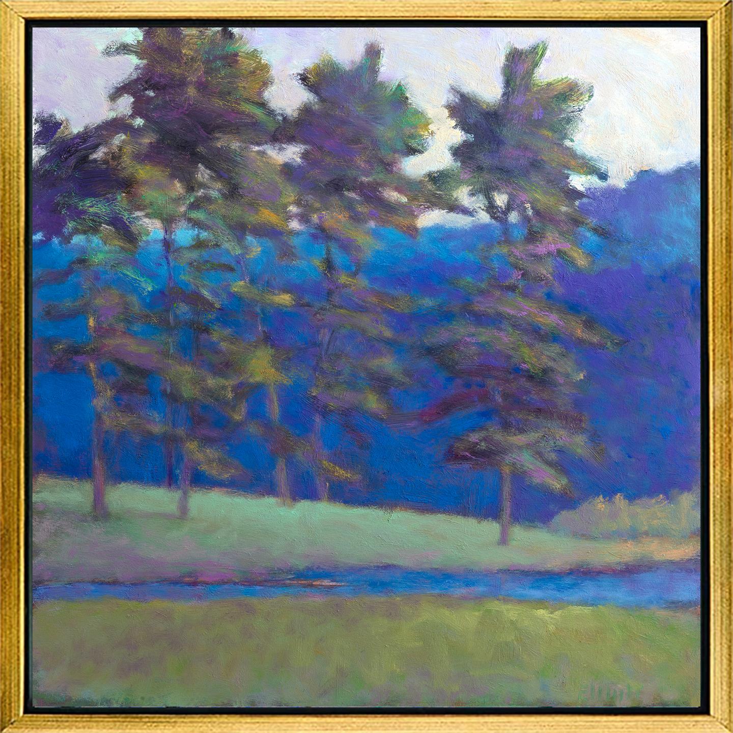 Ken Elliott Abstract Print - "At the Creek's Edge, " Framed Limited Edition Giclee Print, 48" x 48"