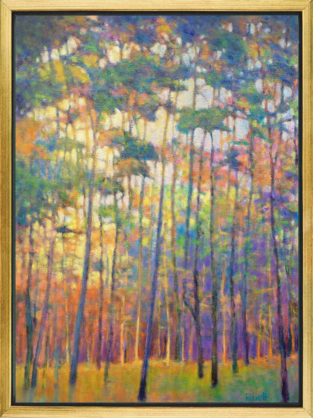 Ken Elliott Landscape Print - "Glittering Forest, " Framed Limited Edition Giclee Print, 24" x 18"
